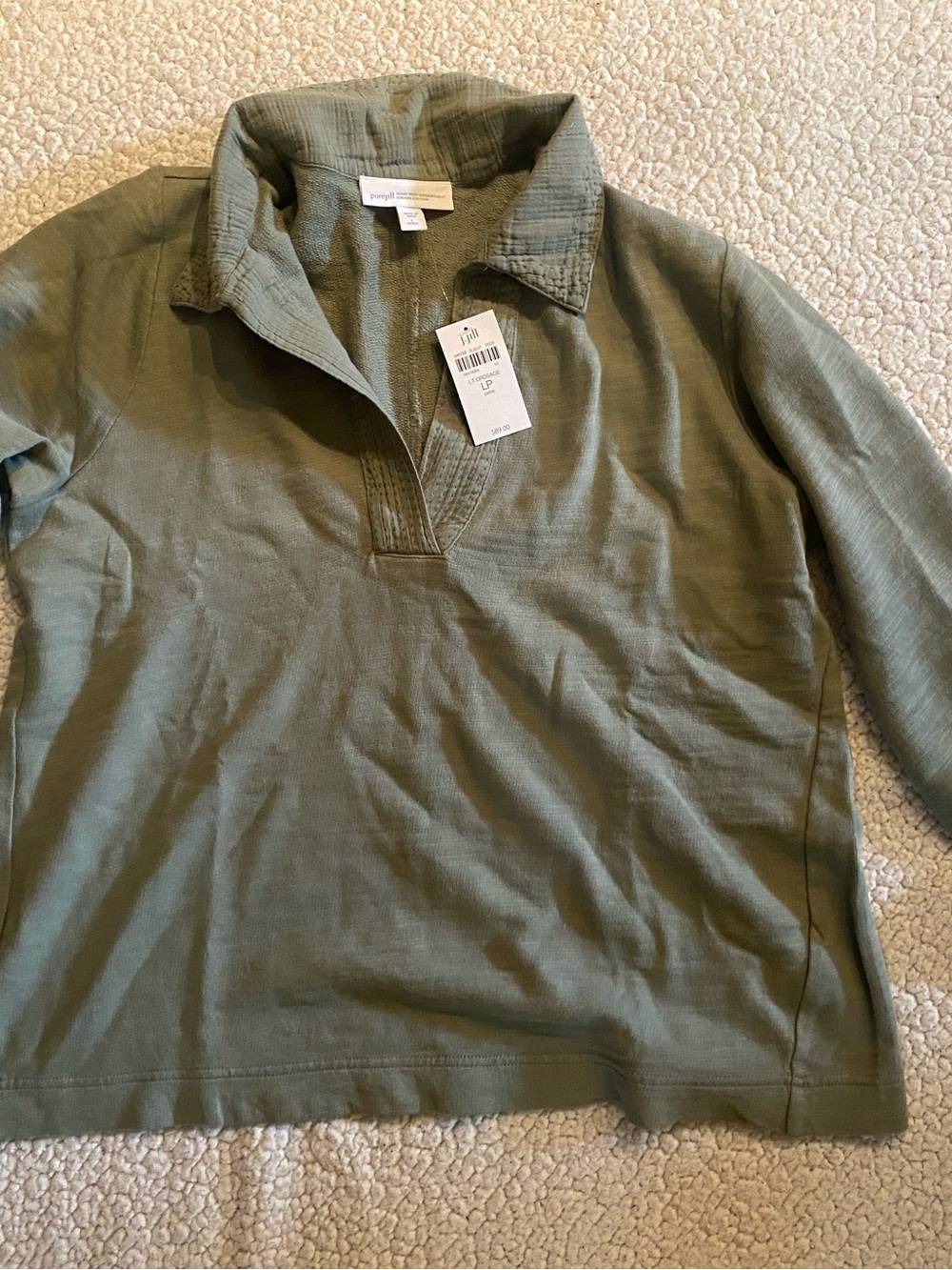 J. Jill Olive Green Popover Collar Top